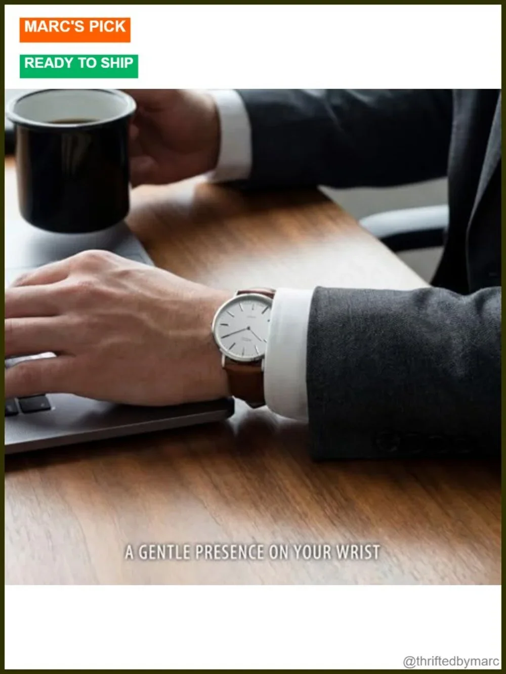 Ultra Thin Minimalist Dress Watch with Leather Band Japanese Quartz